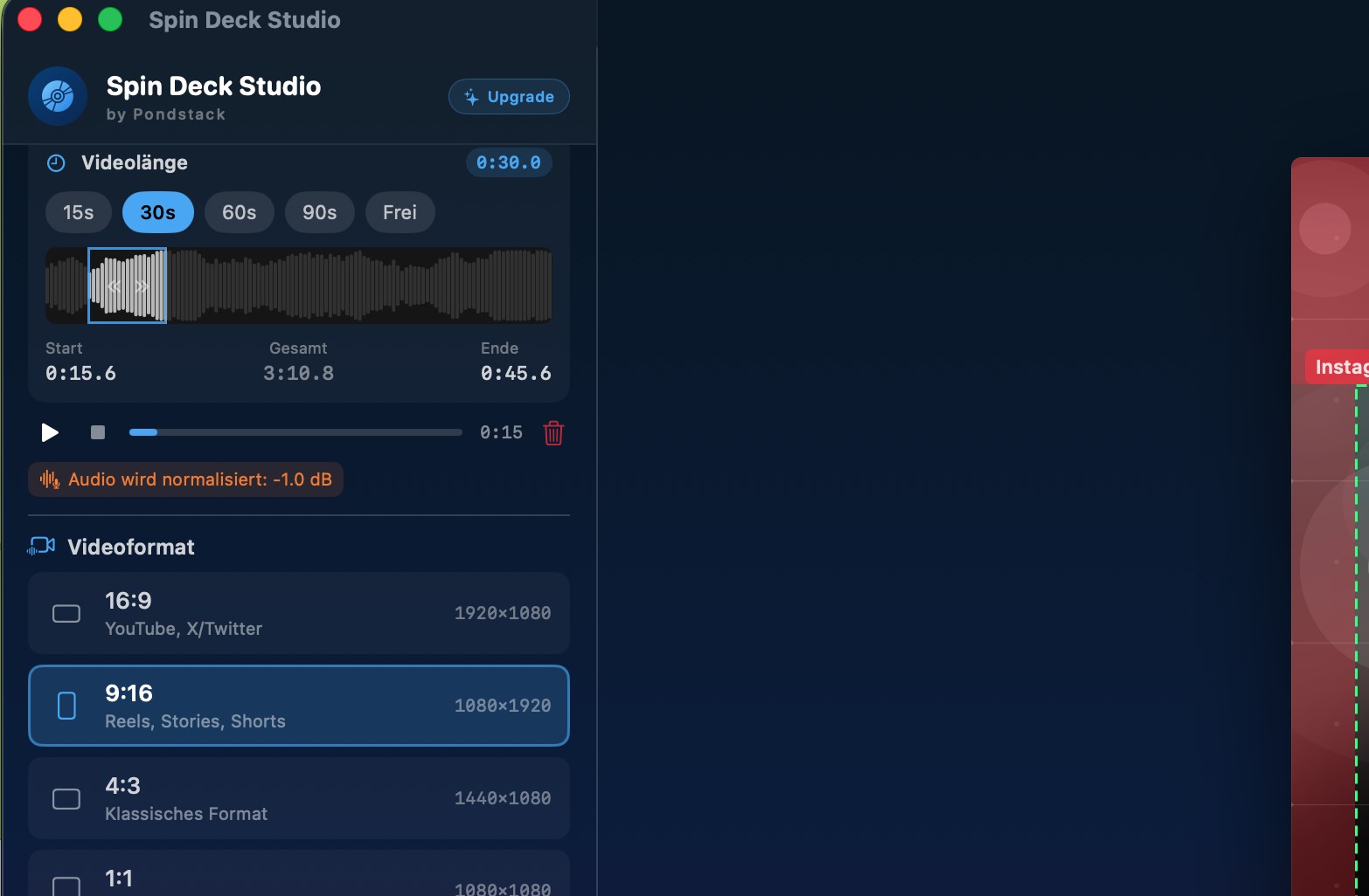 Audio Snippet Selector mit Waveform